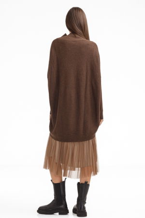 Rochie suprapusa din tulle  cu pulover asimetric, maro [3]