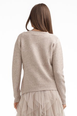 Rochie suprapusa din tulle cu volane cu pulover asimetric cu fermoar, bej [3]