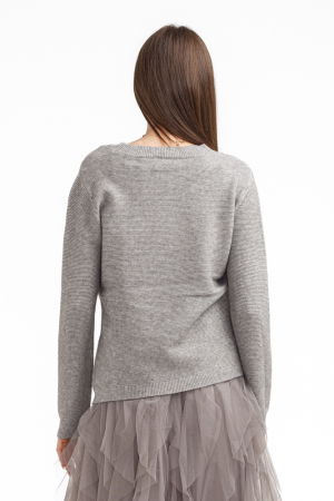 Rochie suprapusa din tulle cu volane cu pulover asimetric cu fermoar, gri [3]