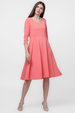 Rochii Casual - Rochie clos, taiata in talie, cu buzunare ascunse, din bumbac corai