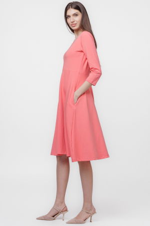 Rochie clos, taiata in talie, cu buzunare ascunse, din bumbac corai [1]