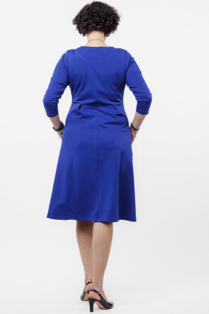 Rochie taiata in talie din jerseu de vascoza, albastru [1]