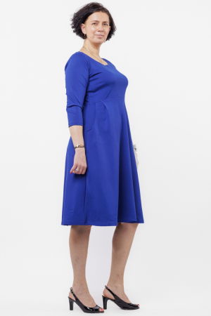Rochie taiata in talie din jerseu de vascoza, albastru [2]