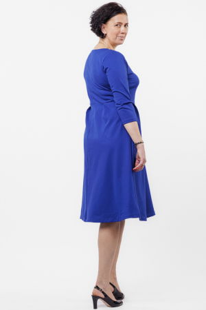 Rochie taiata in talie din jerseu de vascoza, albastru [3]