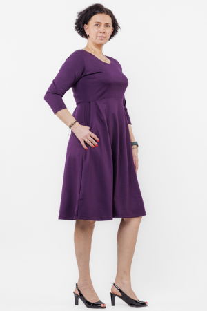 Rochie taiata in talie din jerseu de vascoza, mov inchis [1]