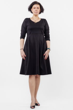 Rochie taiata in talie din jerseu de vascoza, neagra [4]