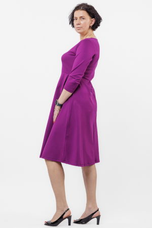 Rochie taiata in talie din jerseu de vascoza, magenta [2]