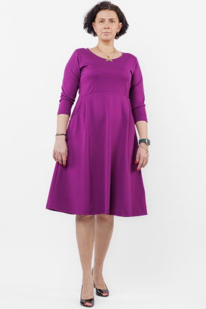 Rochie taiata in talie din jerseu de vascoza, magenta [3]