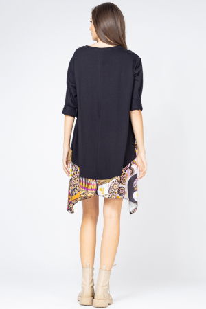 Rochie trendy cu imprimeu pauni, predominant portocaliu [2]