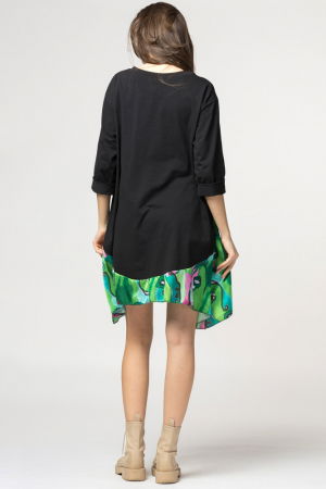 Rochie trendy cu imprimeu chipuri predominant verde, din bumbac [3]