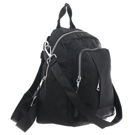 Rucsac chic din fas negru lucios, cu fermoar vertical ascuns si bareta de umar [3]