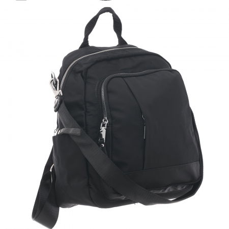 Rucsac chic din fas negru lucios, cu fermoar vertical ascuns si bareta de umar [1]