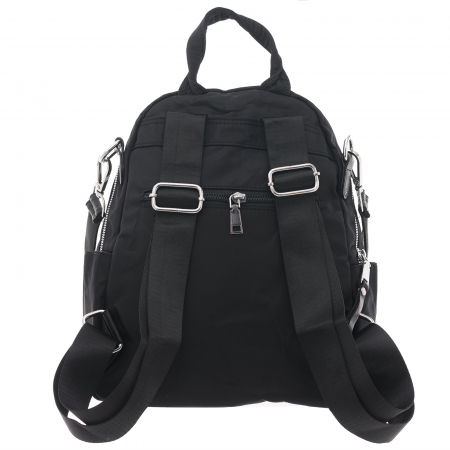 Rucsac chic din fas negru lucios, cu fermoar vertical ascuns si bareta de umar [4]