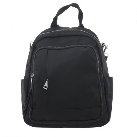 Rucsac chic din fas negru lucios, cu fermoar vertical ascuns si bareta de umar [2]