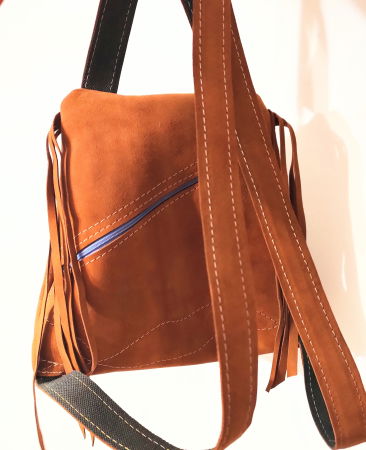 Rucsac din piele naturala camel ,cu bufniță [2]