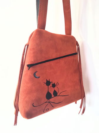 Rucsac handmade din piele naturala, cu pisicuțe [1]