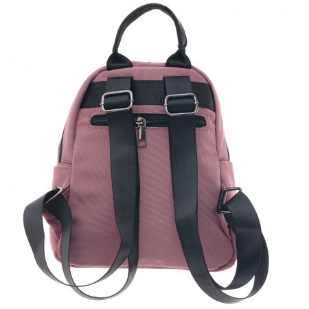 Rucsac mic chic din material textil roz mat, cu fermoar vertical [2]