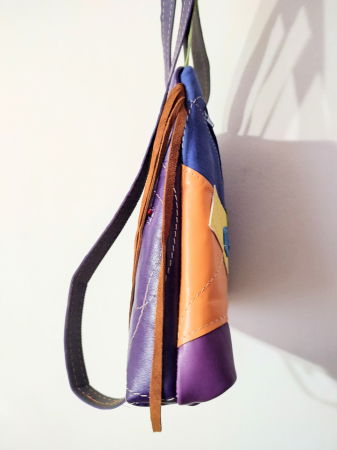 Rucsac multicolor ,din piele naturala ,cu pisicuțe colorate, unicat [2]