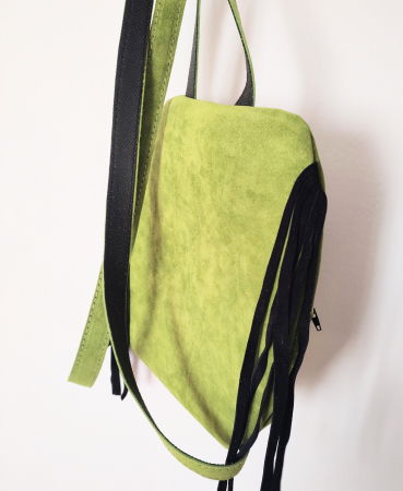 Rucsac olive din piele naturală cu bufnita , unicat [1]