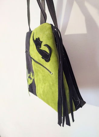 Rucsac din piele naturala ,negru cu olive ,și pisicuțe [1]