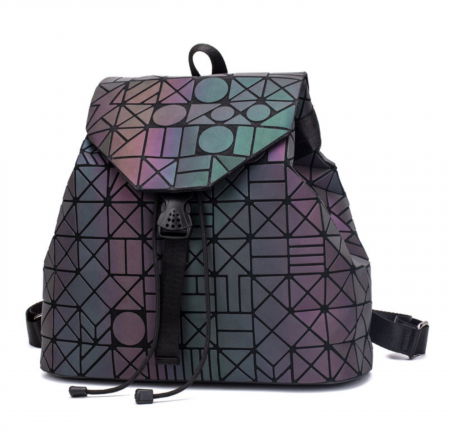 Genți din Material Textil - Rucsac reflectorizant 3D cu elemente geometrice cerc-triunghi, cameleon