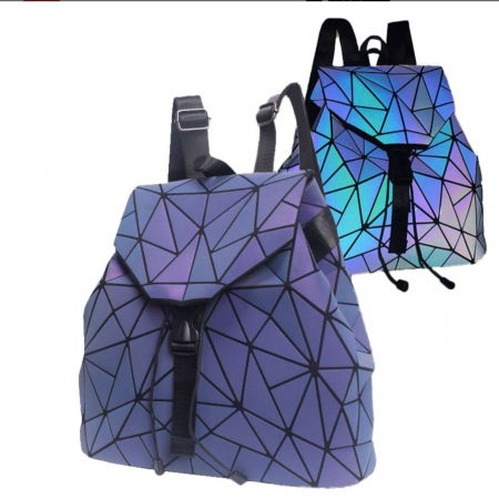 Rucsacuri - Rucsac reflectorizant 3D cu elemente geometrice triunghiulare, mov