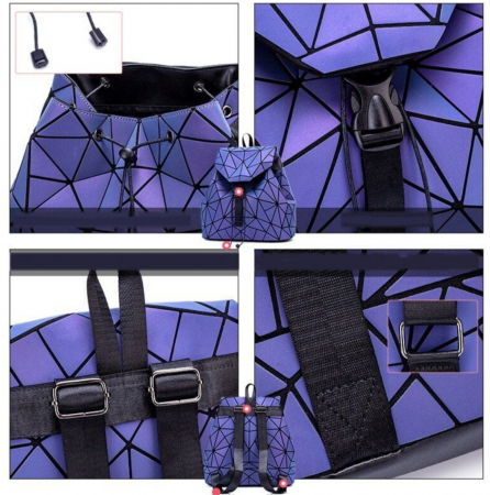 Rucsac reflectorizant 3D cu elemente geometrice triunghiulare, mov [2]