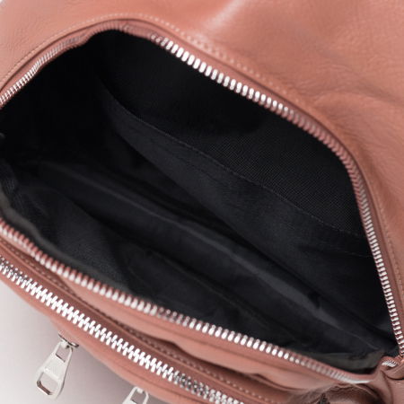 Rucsac roz cu doua fermoare verticale din piele ecologica [2]