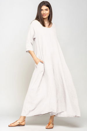 Pantaloni din In - Salopeta de vara larga din in, cu maneci, alba