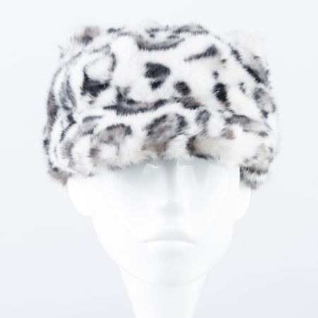 Sapca cu cozoroc din blanita si interior matlasat, animal print alb [1]