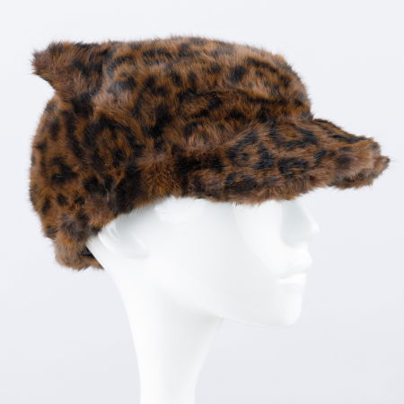 Pălarii - Sapca cu cozoroc din blanita si interior matlasat, animal print maro