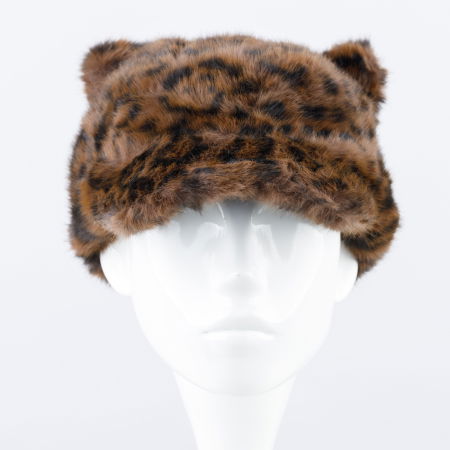 Sapca cu cozoroc din blanita si interior matlasat, animal print maro [1]