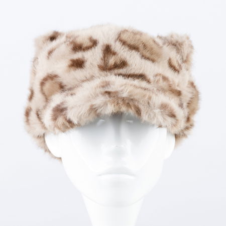 Sapca cu cozoroc din blanita si interior matlasat, animal print bej [1]
