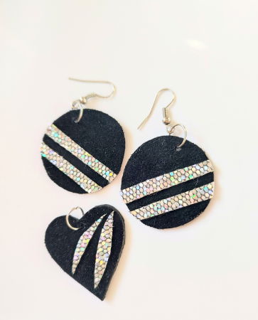 Set cercei și pandantiv  din piele naturala [1]