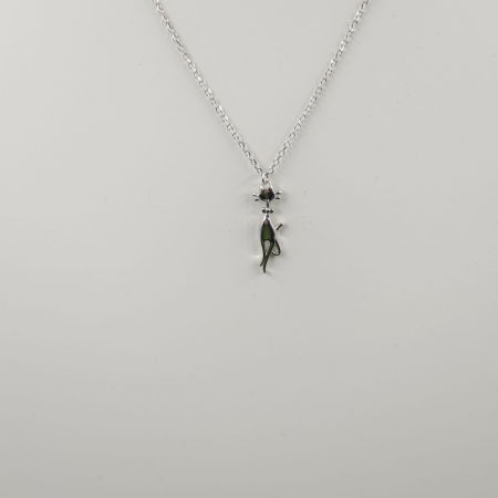 Set colier cu lant din argint 925 si pandant pisicuta cu mustati [2]