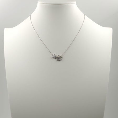 Set colier cu lant din argint 925 si pandant floricele cu pietre fine din cubic zirconia alb [4]