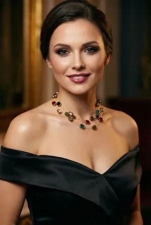 Set colier delicat cu elemente colorate tip murano pe fire fine aurii si bratara [2]