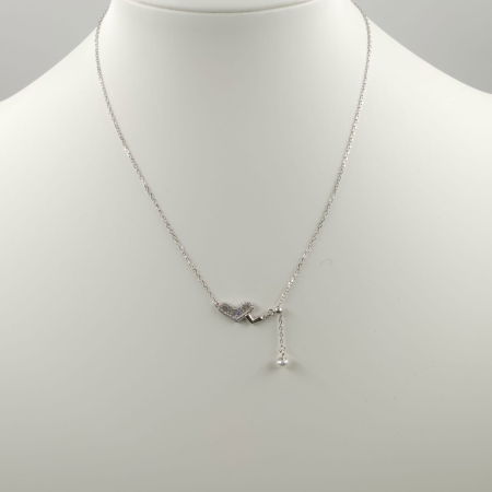 Coliere & Lanțuri din Argint - Set colier cu lant din argint 925 si pandant doua inimi si perla fina