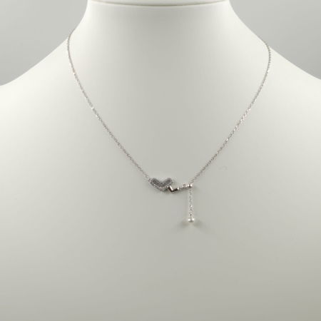 Set colier cu lant din argint 925 si pandant doua inimi si perla fina [1]