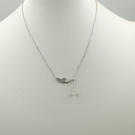 Set colier cu lant din argint 925 si pandant doua inimi si perla fina [4]