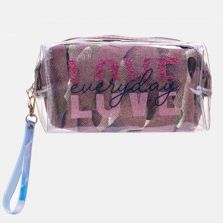 Set doua portfarduri, material textil negru/auriu cu model si material plastic transparent [3]