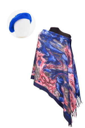 Set esarfa din casmir cu bereta frantuzeasca albastru electric din stofa de lana [0]