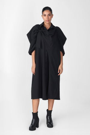 Rochii Casual - Rochie neagra oversize cu maneci bufante si ample