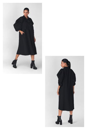 Rochie neagra oversize cu maneci bufante si ample [1]