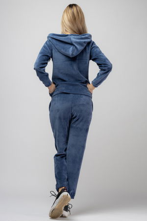 Trening dama albastru jeans, doua piese, din catifea de bumbac [2]