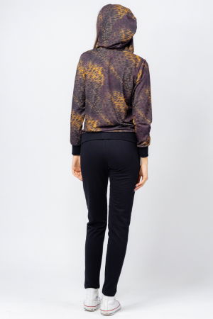 Trening dama bumbac doua piese, pantalon negru si hanorac cu nuante de galben [3]