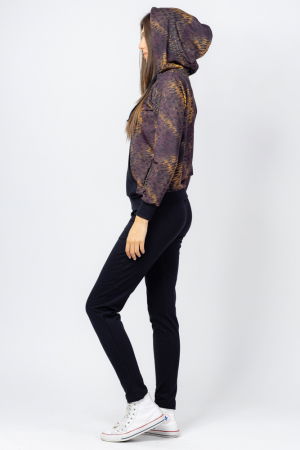 Trening dama bumbac doua piese, pantalon negru si hanorac cu nuante de galben [2]