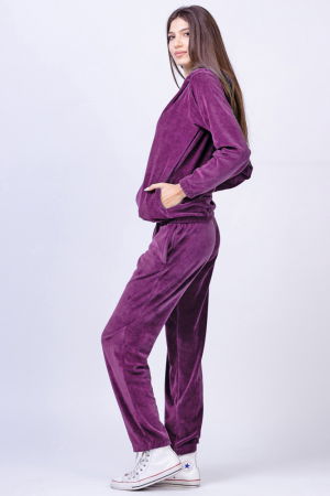 Trening dama doua piese din catifea de bumbac mov zmeura [2]