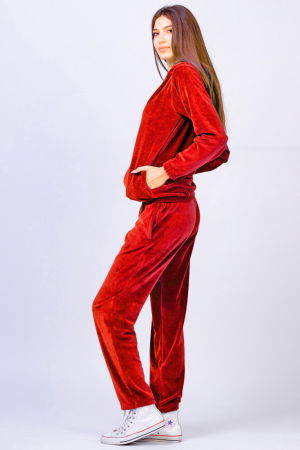 Trening dama doua piese din catifea de bumbac rosu coca-cola [3]
