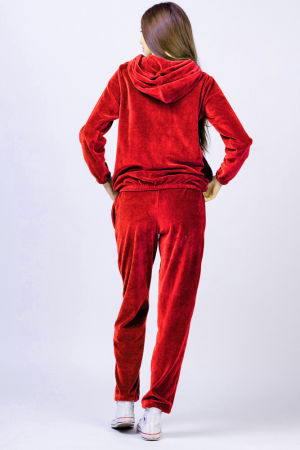 Trening dama doua piese din catifea de bumbac rosu coca-cola [4]